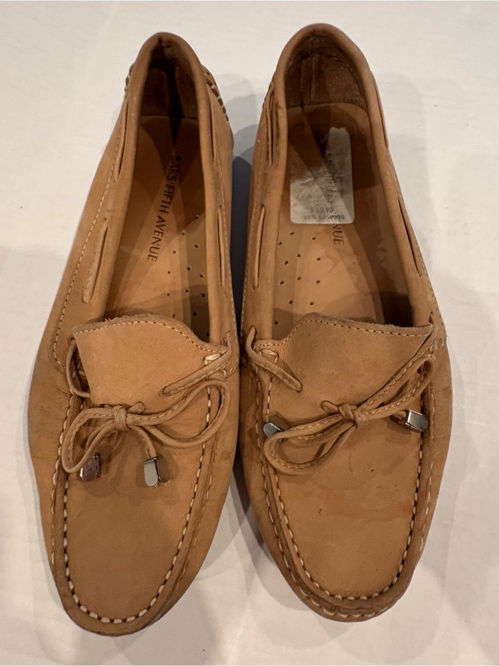 Saks Fifth Avenue Tan Suede Women's Moccasin Loafers